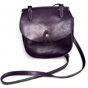 Dooney & Bourke Alto Collection Purple Leather Happy Bag Crossbody Saddlebag